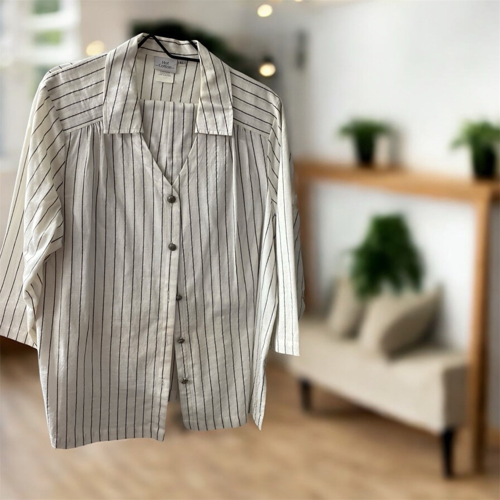 2-piece, Hot Cotton Black and White Striped Shirt